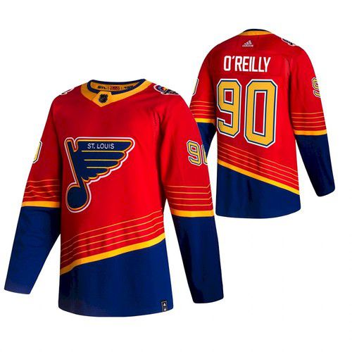 Men St. Louis Blues 90 Oreilly Red NHL 2021 Reverse Retro jersey